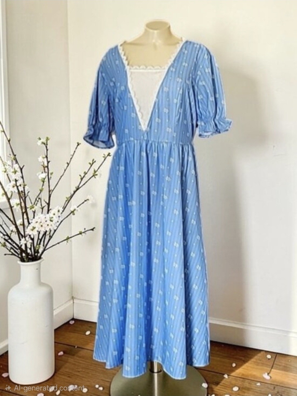 Scarlet Darkness prairie frontier dress features a distinctive v-neckline